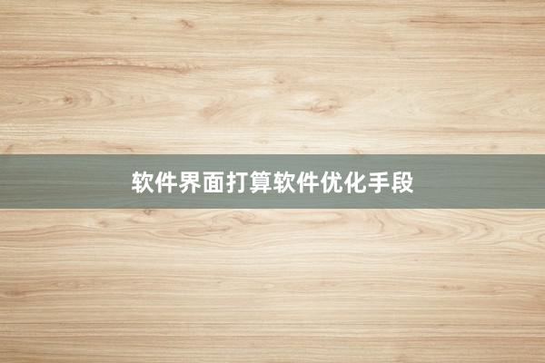 软件界面打算软件优化手段